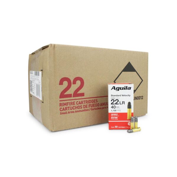 Aguila Standard Velocity Rimfire Ammunition .22 LR 40 gr SP 1130 fps 2000/ct Case (40 boxes of 50/ct) - Precision Shot Firearms