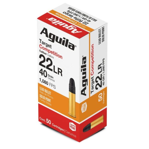 Aguila Target Competition Rimfire Ammunition .22 LR 40 gr LRN 1080 fps 50/ct - Precision Shot Firearms