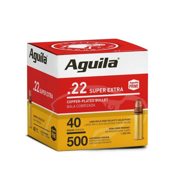 Aguila Super Extra High Velocity Rifle Ammunition .22 LR 40 gr. CPSP 1255 fps 500/ct - Precision Shot Firearms