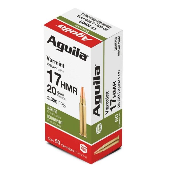 Aguila Varmint Rimfire Ammunition .17 HMR 20gr JHP 2350 fps 50/ct - Precision Shot Firearms