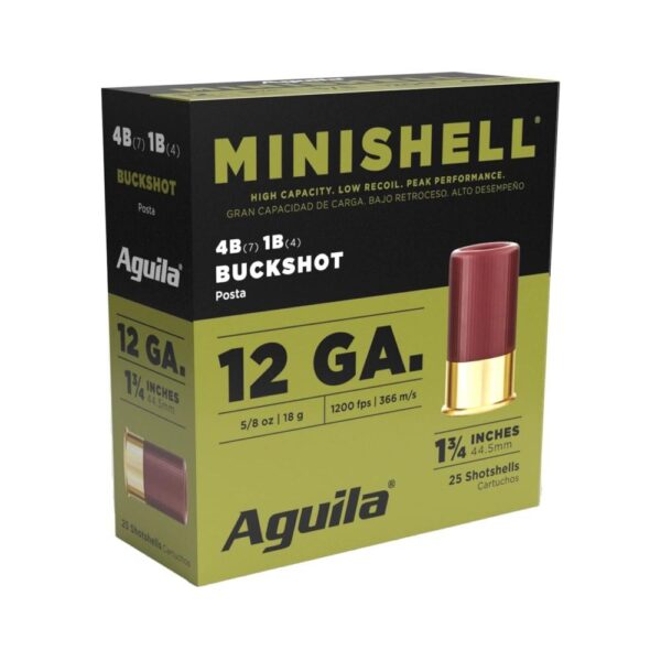 Aguila Minishell Shotshells 12ga 1-3/4 5/8oz 1200fps #4 & #1 Buck 25/ct - Precision Shot Firearms