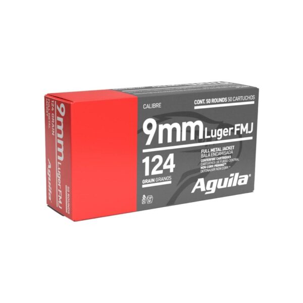 Aguila Handgun Ammuntion 9mm Luger 124 gr FMJ 1115 fps 50/ct - Precision Shot Firearms