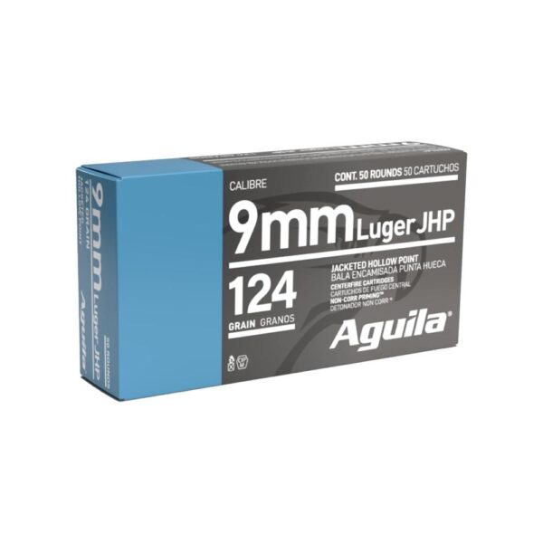 Aguila Handgun Ammunition 9mm Luger 124 gr JHP 1130 fps 50/ct - Precision Shot Firearms