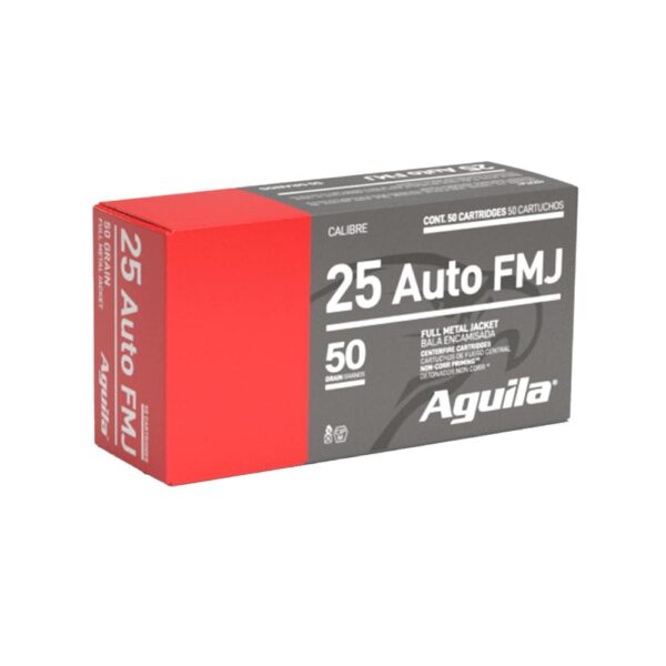 Aguila Handgun Ammuntion .25 Auto 50 gr FMJ 755 fps 50/ct - Precision Shot Firearms