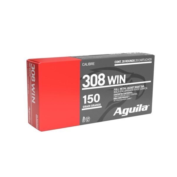 Aguila Rifle Ammunition .308 Win 150 gr FMJBT 2760 fps 20/ct - Precision Shot Firearms