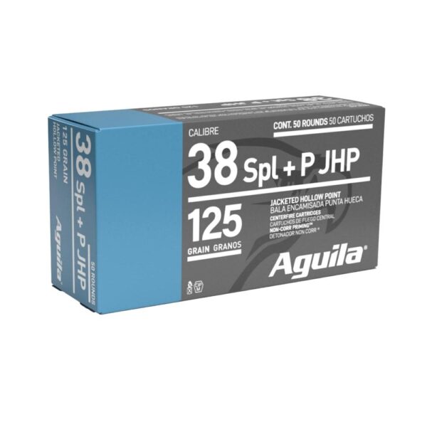 Aguila Handgun Ammunition .38 Spl(+P) 125gr JHP 1200 fps 50/ct - Precision Shot Firearms