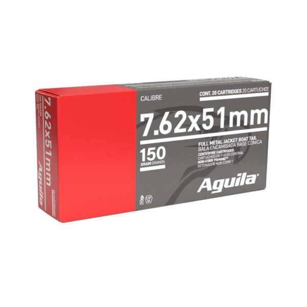 Aguila Rifle Ammunition 7.62x51mm 150 gr FMJBT 2750 fps 20/ct - Precision Shot Firearms