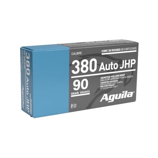 Aguila Handgun Ammunition .380 Auto 90gr JHP 838 fps 50/ct - Precision Shot Firearms