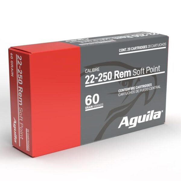 Aguila Rifle Ammunition 22-250 Rem 60gr SP 3240 fps 20/ct - Precision Shot Firearms