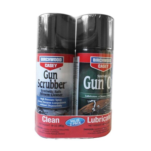 Birchwood Casey Gun Scrubber & Synthetic Gun Oil-10oz Aerosol 2-Pack - Precision Shot Firearms