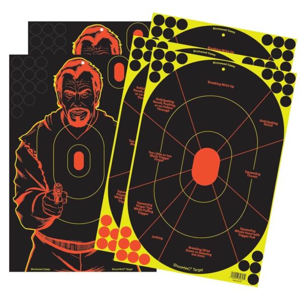 Birchwood Casey SHOOT-N-C 12" x 18" 3-Handgun Trainer & 2-Bad Guy Silhouette Target-5/ct - Precision Shot Firearms