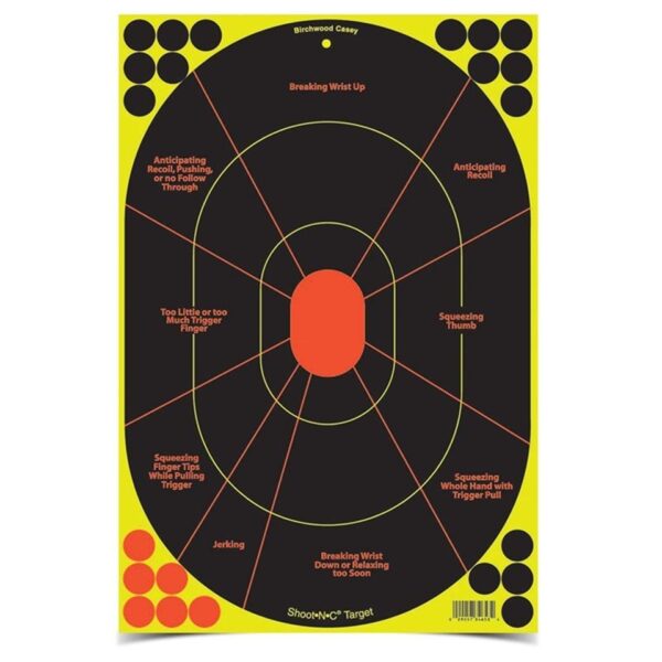 Birchwood Casey Shoot-N-C Handgun Trainer Target 12x18 5 Pack with 90 Pasters - Precision Shot Firearms