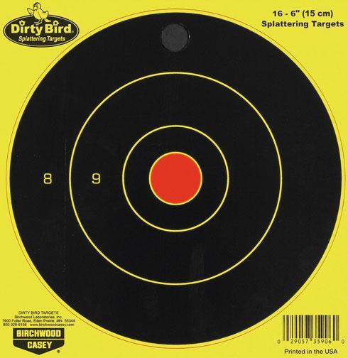 Birchwood Casey Dirty Bird Bull's-Eye Targets - 6" Round 16/Pack - Precision Shot Firearms