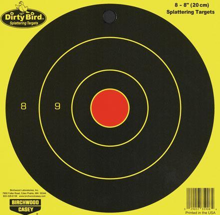 Birchwood Casey Dirty Bird Bulls-Eye Target - 8" Round 8/Pack - Precision Shot Firearms