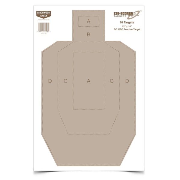Birchwood Casey Eze-Scorer BC-IPSC Practice Paper Target - 12"x18"10 Pack - Precision Shot Firearms