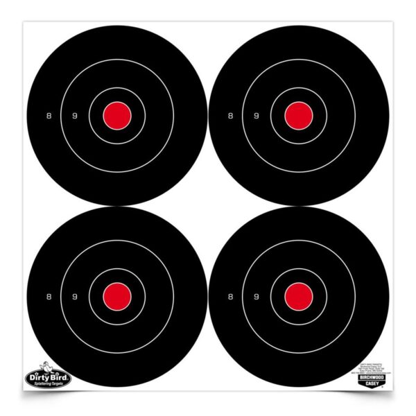 Birchwood Casey Dirty Bird 6" Bull's-Eye Targets 100/ct (400 Total Targets 4 per Sheet) - Precision Shot Firearms