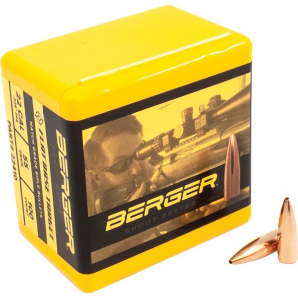 Berger Match Grade Target Bullets .22 cal .224" 55 gr FB TARGET 100/box - Precision Shot Firearms