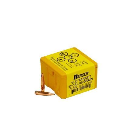 Berger Match Grade Target Bullets .22 cal .224" 80 gr VLD TARGET 100/box - Precision Shot Firearms
