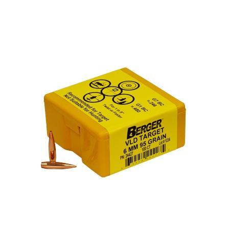 Berger Match Grade Target Bullets 6mm .243" 95 gr VLD TARGET 100/box - Precision Shot Firearms