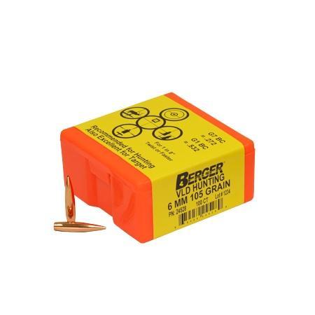 Berger Match Grade Hunting Bullets 6mm .243" 105 gr VLD HUNTER 100/box - Precision Shot Firearms