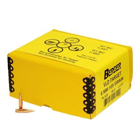 Berger Match Grade Target Bullets 6mm .243" 105 gr VLD TARGET 500/ct - Precision Shot Firearms