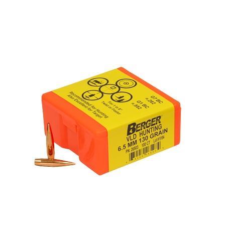 Berger Match Grade Hunting Bullets 6.5mm .264" 130 gr VLD HUNTER 100/box - Precision Shot Firearms