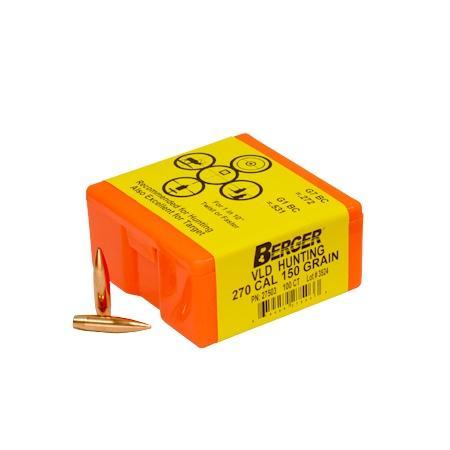 Berger Match Grade Hunting Bullets .270 cal .277" 150 gr VLD HUNTER 100/box - Precision Shot Firearms