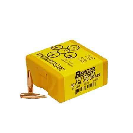 Berger Match Grade Target Bullets .30 cal .308" 210 gr VLD TARGET 100/box - Precision Shot Firearms