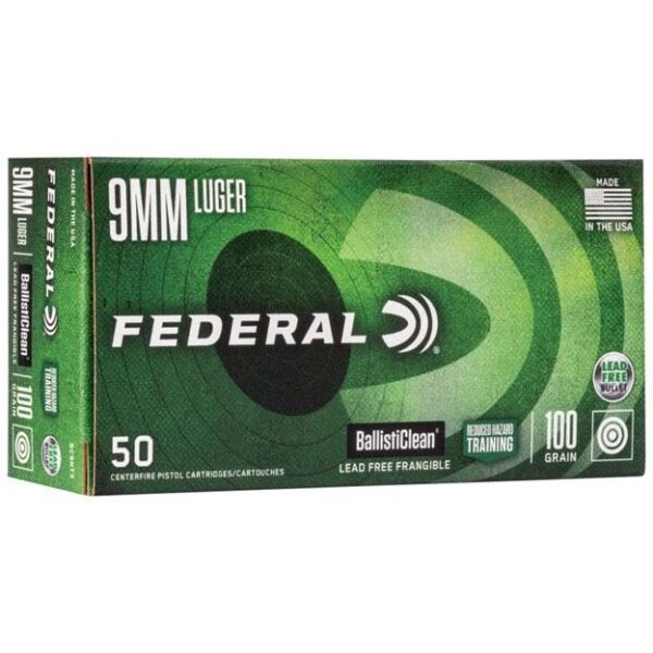 Federal BallistiClean Handgun Ammunition 9mm Luger 100gr IRT 1240 fps 50/ct - Precision Shot Firearms