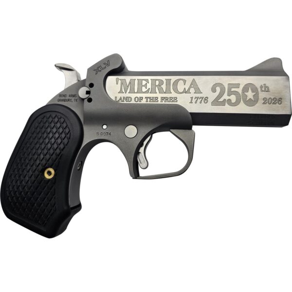 Bond Arms 250th Derringer .45-70 Govt 1rd Capacity 4.25" Stainless Barrel Rough Finish B6 Extended Grip - Precision Shot Firearms