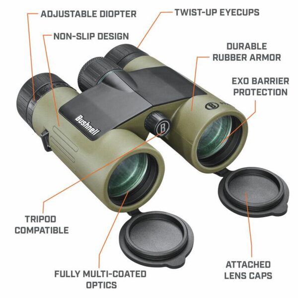 Bushnell Prime Binocular 10x42 x Vault Combo Pack - Green Roof FMC WP/FP Box - Precision Shot Firearms