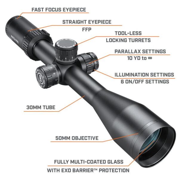 Bushnell Match Pro Rifle Scope 6-24x50 30mm FFP Illum Deploy Mil Black - Precision Shot Firearms