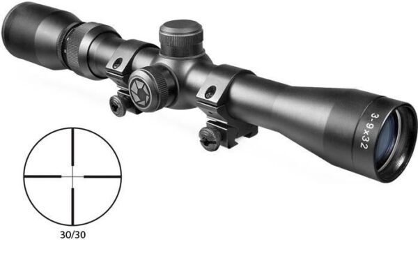 Barska Plinker-22 Rifle Scope with 3/8" Rings - 3-9x32mm 30/30 Reticle 36-13' FOV 3.5" ER Matte - Precision Shot Firearms