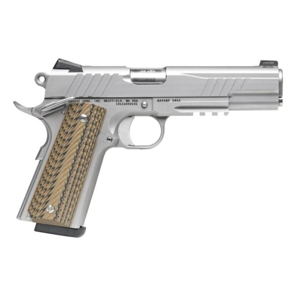 Savage 1911 Gov't Style Handgun .45 Auto 8rd Magazines (2) 5" Barrel Stainless Steel with Rail - Precision Shot Firearms