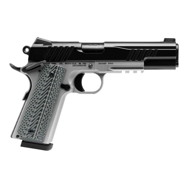 Savage 1911 Gov't Style Handgun .45 Auto 8rd Magazines (2) 5" Barrel Black and Stainless with Rail - Precision Shot Firearms