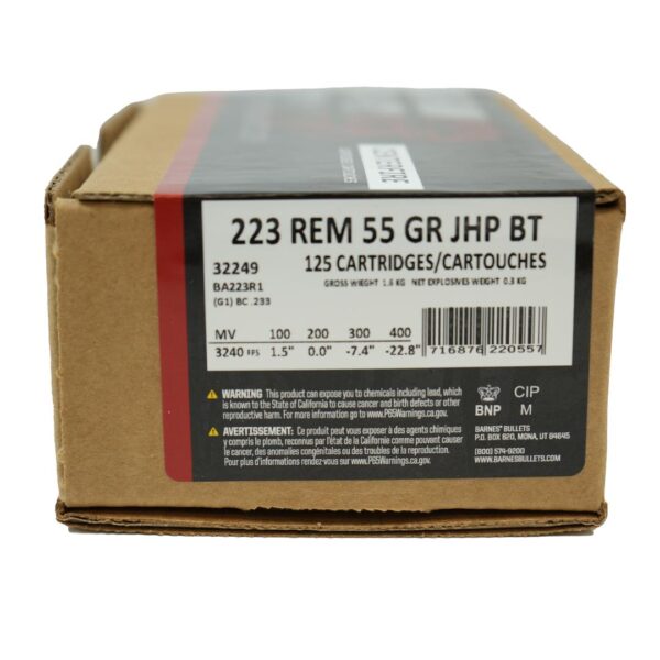 Barnes Ammunition Centerfire Rifle .223 Rem 55gr HPBT 3240 fps 125/ct (Bulk) - Precision Shot Firearms