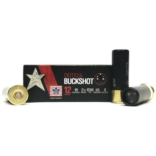 PPU Stars & Stripes Defense Buckshot Shotshells 12ga 2-3/4" 9-pellet 1200 fps 00 10/ct - Precision Shot Firearms