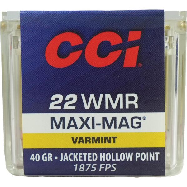 CCI Maxi-Mag Rimfire Ammunition .22 WMR 40 gr JHP 1875 fps 50/ct - Precision Shot Firearms