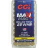 CCI Maxi-Mag Rimfire Ammunition .22 WMR 40 gr JHP 1875 fps 50/ct - Precision Shot Firearms