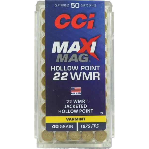 CCI Maxi-Mag Rimfire Ammunition .22 WMR 40 gr JHP 1875 fps 50/ct - Precision Shot Firearms