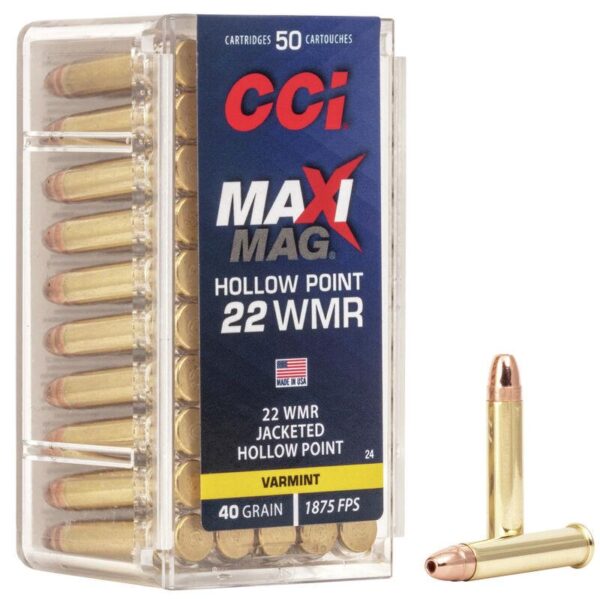 CCI Maxi-Mag Rimfire Ammunition .22 WMR 40 gr JHP 1875 fps 2000/ct Case (40-50/ct Boxes) - Precision Shot Firearms