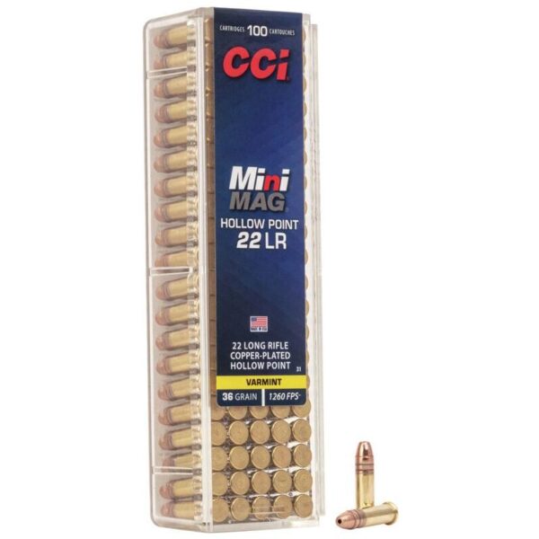 CCI Mini-Mag HP Rimfire Ammunition .22 LR 36 gr CPHP 1260 fps 100/ct - Precision Shot Firearms