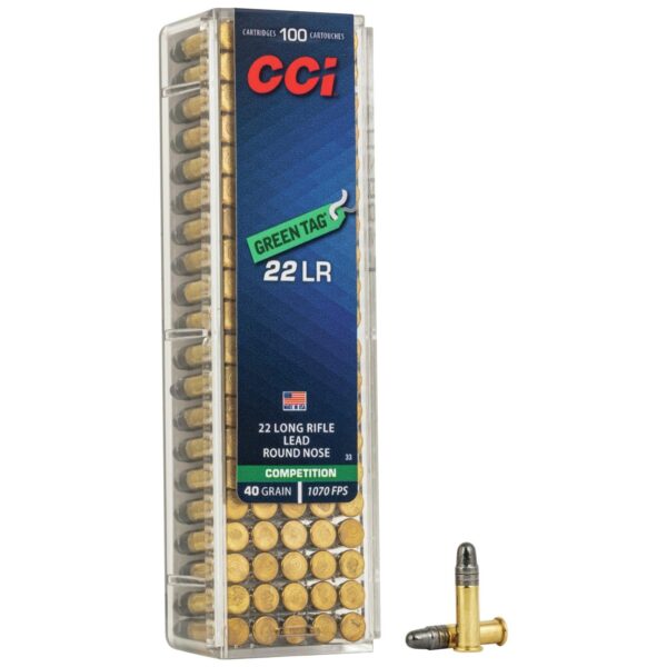 CCI .22 Long Rifle Green Tag Precision Rimfire Ammunition .22 LR 40 gr LRN 100/box - Precision Shot Firearms