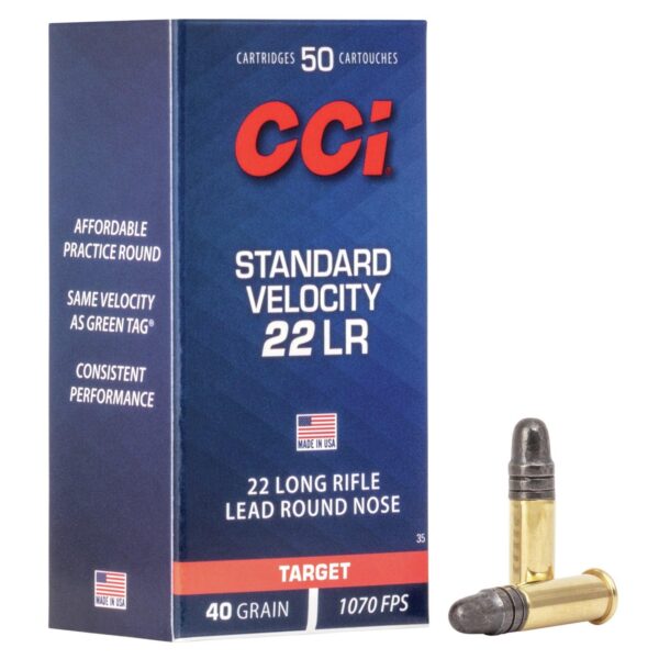 CCI Standard Velocity Rimfire Ammuntion .22 LR 40 gr LRN 1070 fps 50/ct - Precision Shot Firearms