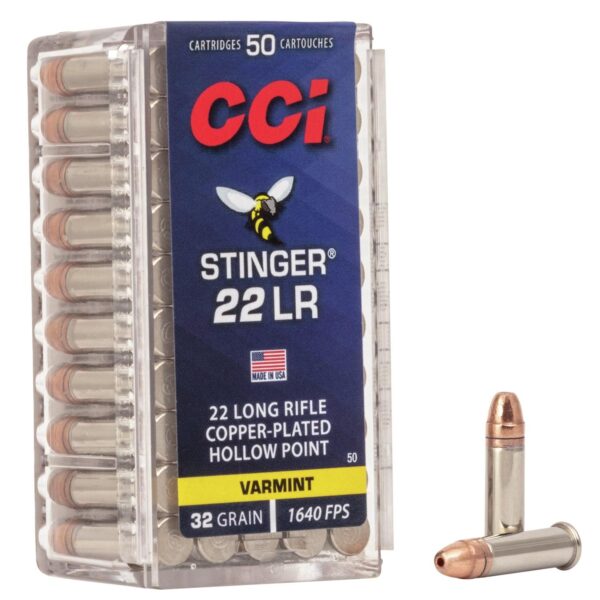 CCI Stinger Rimfire Ammunition .22 LR 32 gr CPHP 1640 fps 50/ct - Precision Shot Firearms