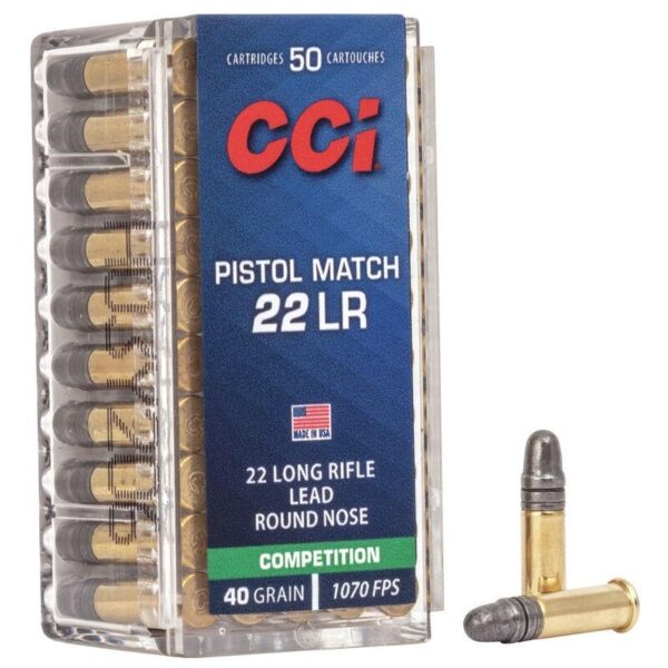 CCI Pistol Match Rimfire Ammunition .22 LR 40 gr LRN 1070 fps 50/ct - Precision Shot Firearms