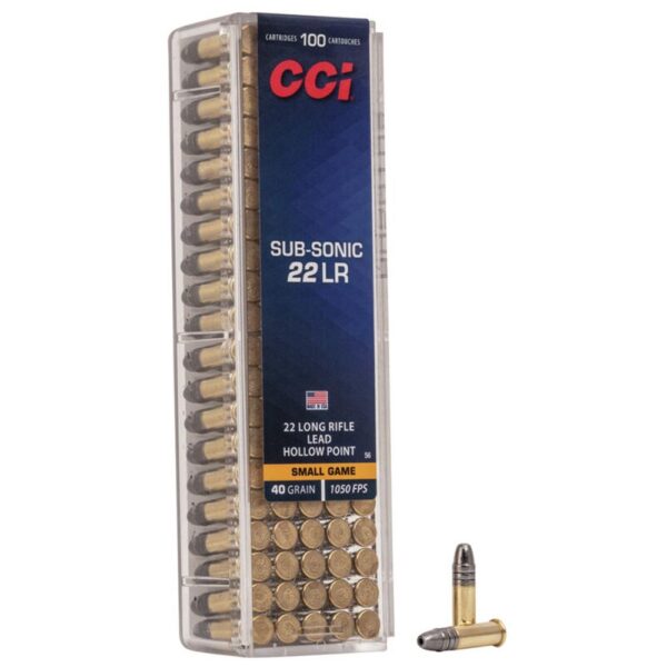 CCI Sub Sonic HP Rimfire Ammunition .22 LR 40 gr HP 1050 fps 100/ct - Precision Shot Firearms
