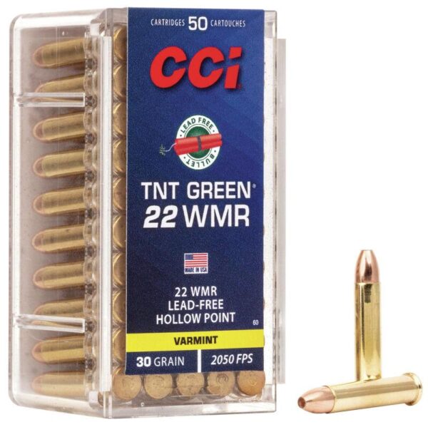 CCI TNT Green Rimfire Ammunition .22 WMR 30 gr HP 2050 fps 2000/ct Case (40-50/ct Boxes) - Precision Shot Firearms