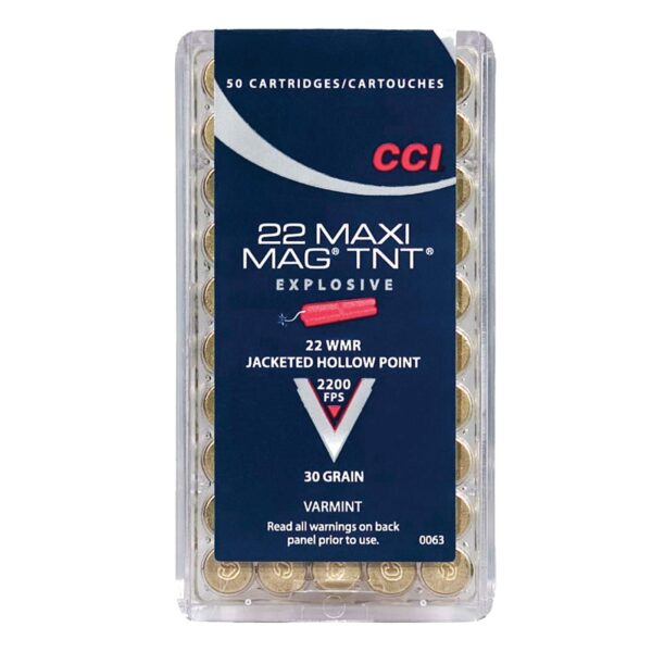 CCI Maxi-Mag TNT Rimfire Ammunition .22 WMR 30 gr HP 2200 fps 2000/ct (40-50/ct Boxes) - Precision Shot Firearms