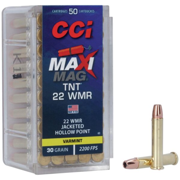 CCI Maxi-Mag TNT Rimfire Ammunition .22 WMR 30 gr HP 2200 fps 50/ct - Precision Shot Firearms